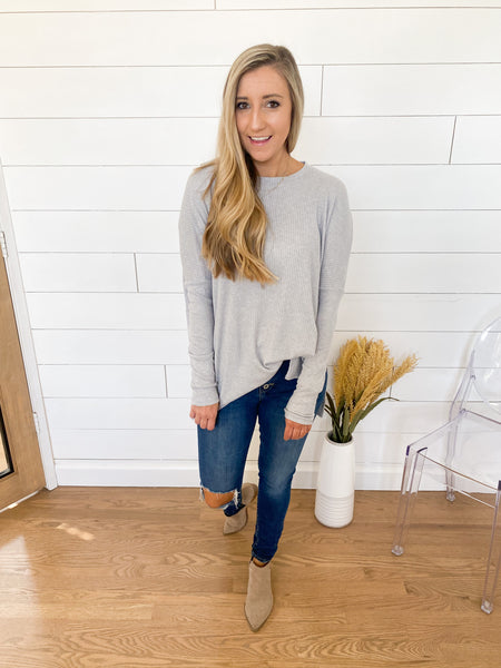 Alana Ribbed Hi Low Long Sleeve Top