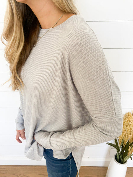 Alana Ribbed Hi Low Long Sleeve Top