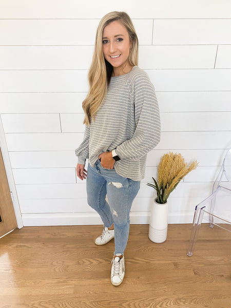 Bryce Raglan Sleeve Striped Top