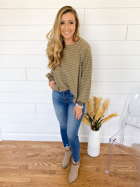 Bryce Raglan Sleeve Striped Top