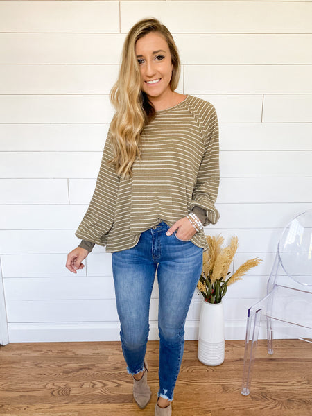 Bryce Raglan Sleeve Striped Top