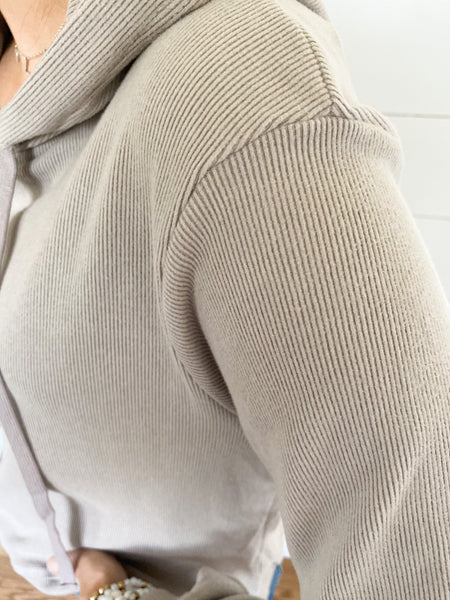 Sophia Ribbed Knit Hoodie
