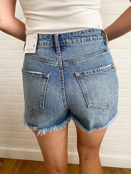 Rachel High Rise Relaxed Fit Denim Shorts