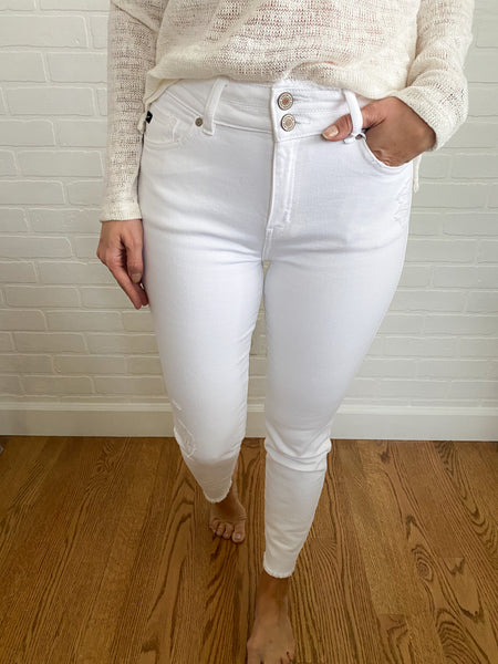 Jane High Rise Distressed Skinny Jeans White